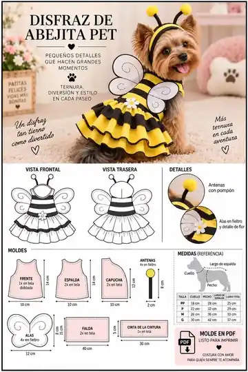 Disfraz pet: patrón y resultado
